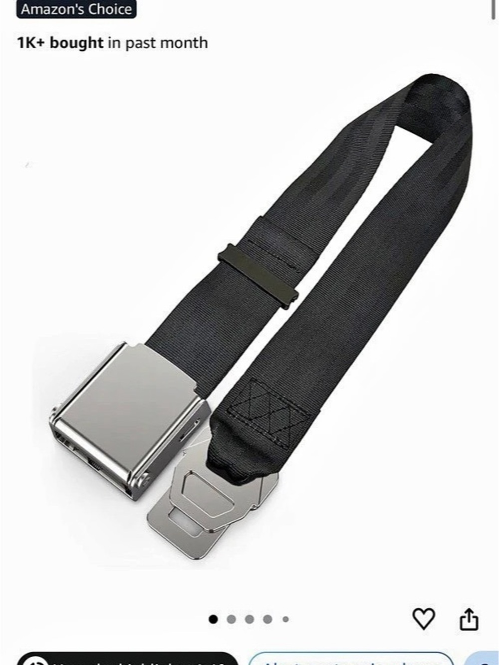 Hadwoer 2 in 1 Airplane Seat Belt Extender Black